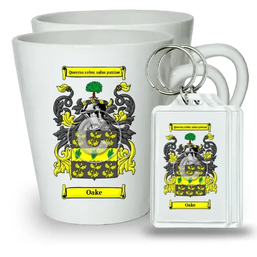 Oake Pair of Latte Mugs and Pair of Keychains