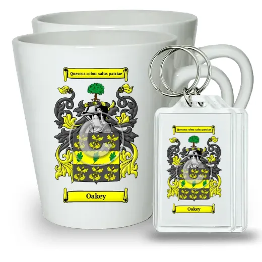 Oakey Pair of Latte Mugs and Pair of Keychains