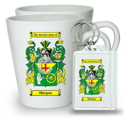 Obregon Pair of Latte Mugs and Pair of Keychains