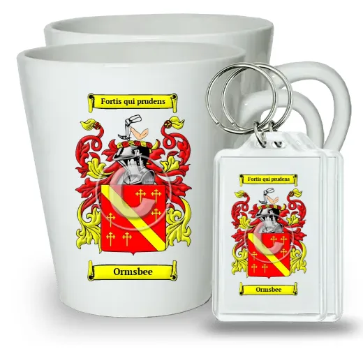 Ormsbee Pair of Latte Mugs and Pair of Keychains
