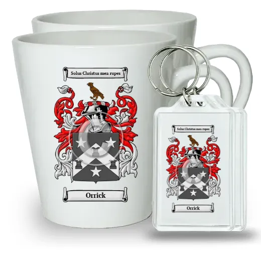 Orrick Pair of Latte Mugs and Pair of Keychains