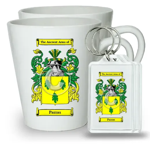 Parras Pair of Latte Mugs and Pair of Keychains