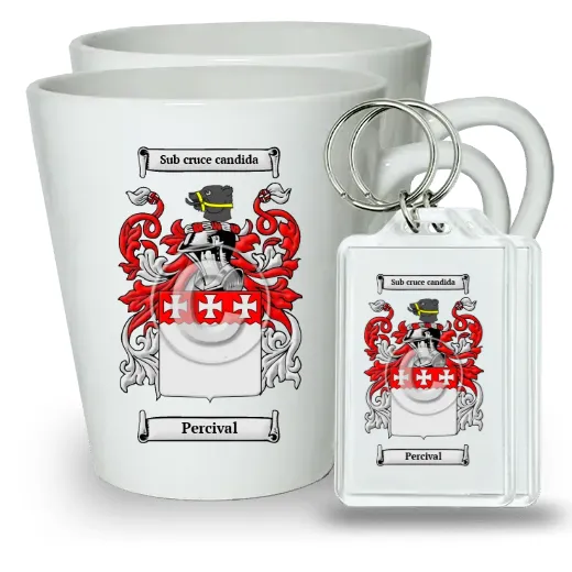 Percival Pair of Latte Mugs and Pair of Keychains