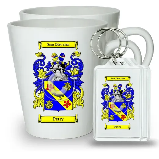 Petry Pair of Latte Mugs and Pair of Keychains