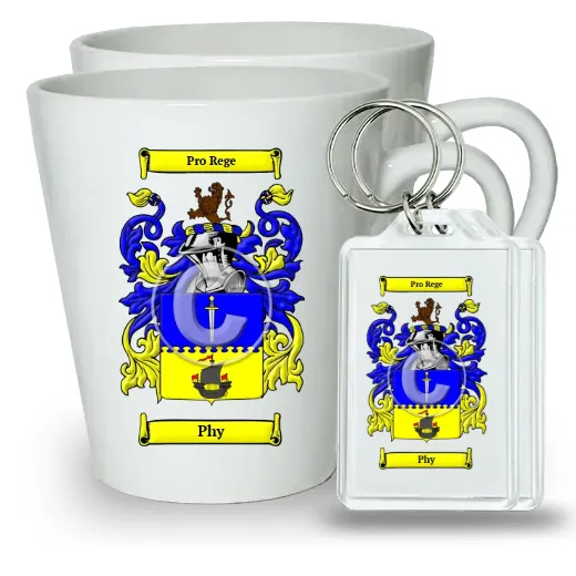 Phy Pair of Latte Mugs and Pair of Keychains