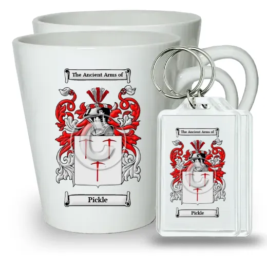 Pickle Pair of Latte Mugs and Pair of Keychains