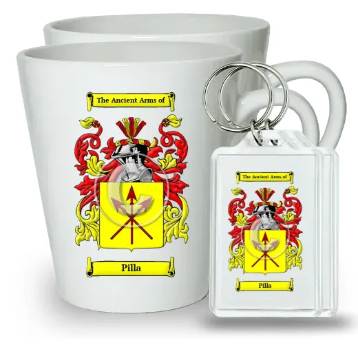 Pilla Pair of Latte Mugs and Pair of Keychains