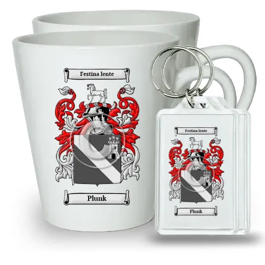 Plunk Pair of Latte Mugs and Pair of Keychains