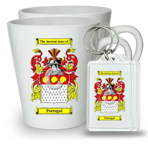 Portugal Pair of Latte Mugs and Pair of Keychains