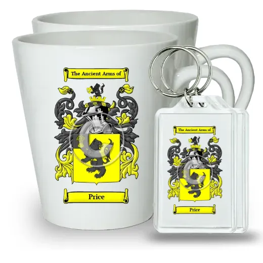 Price Pair of Latte Mugs and Pair of Keychains