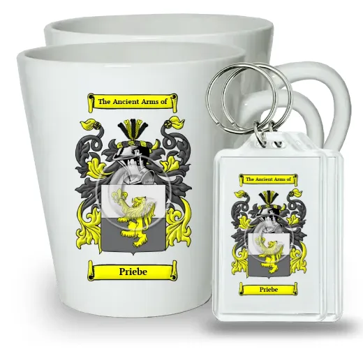 Priebe Pair of Latte Mugs and Pair of Keychains