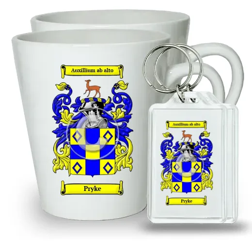Pryke Pair of Latte Mugs and Pair of Keychains