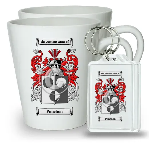 Punchon Pair of Latte Mugs and Pair of Keychains