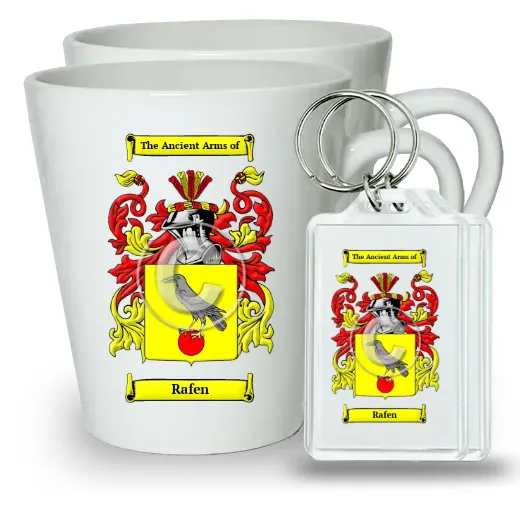 Rafen Pair of Latte Mugs and Pair of Keychains