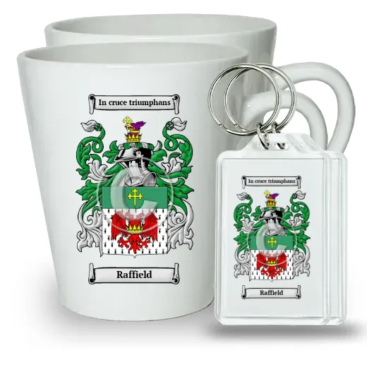 Raffield Pair of Latte Mugs and Pair of Keychains