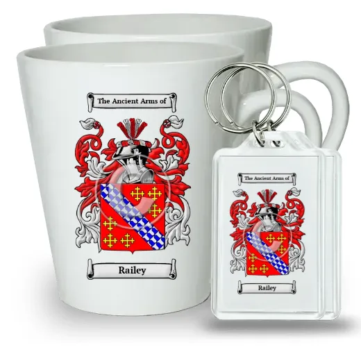 Railey Pair of Latte Mugs and Pair of Keychains