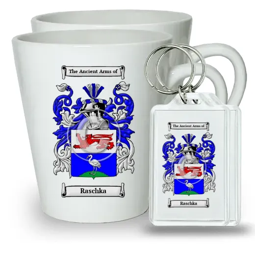 Raschka Pair of Latte Mugs and Pair of Keychains