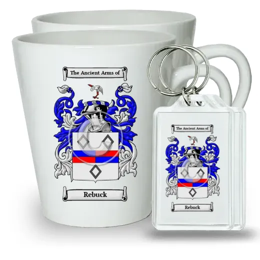 Rebuck Pair of Latte Mugs and Pair of Keychains