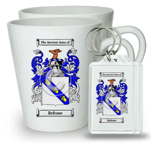 Reltone Pair of Latte Mugs and Pair of Keychains