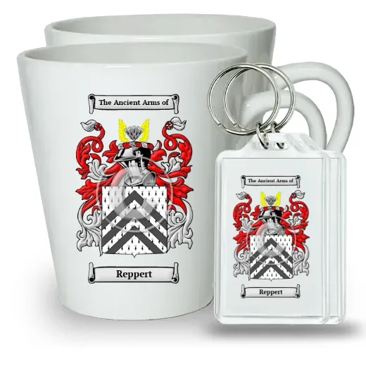 Reppert Pair of Latte Mugs and Pair of Keychains