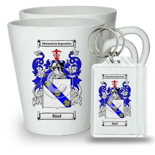 Rind Pair of Latte Mugs and Pair of Keychains