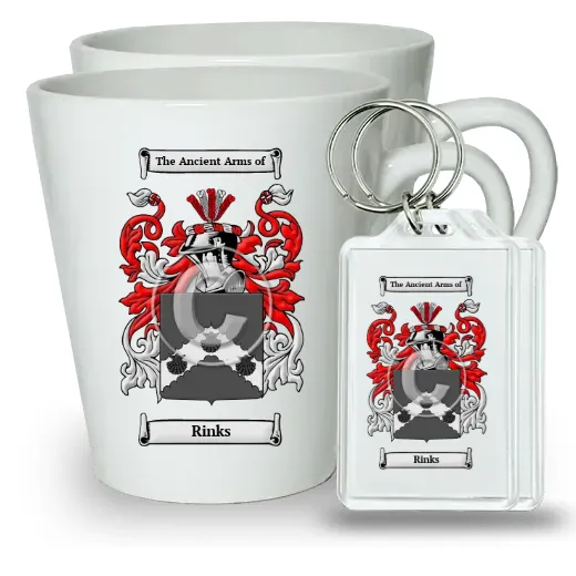 Rinks Pair of Latte Mugs and Pair of Keychains