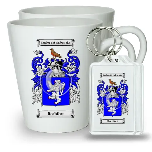 Rochfort Pair of Latte Mugs and Pair of Keychains