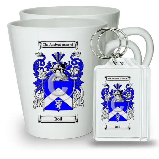 Roil Pair of Latte Mugs and Pair of Keychains