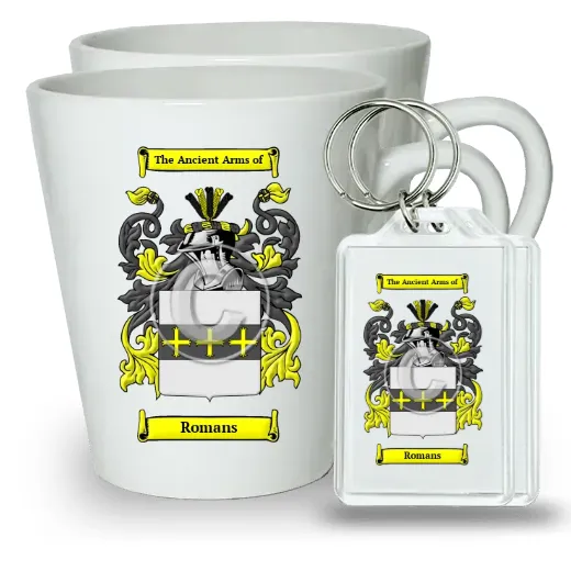 Romans Pair of Latte Mugs and Pair of Keychains