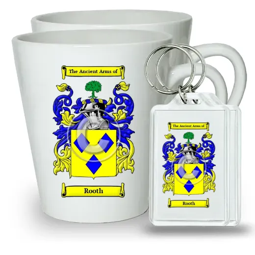 Rooth Pair of Latte Mugs and Pair of Keychains