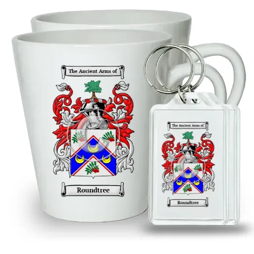Roundtree Pair of Latte Mugs and Pair of Keychains