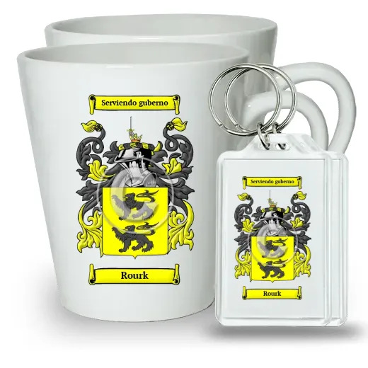 Rourk Pair of Latte Mugs and Pair of Keychains