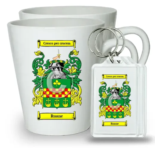 Ruane Pair of Latte Mugs and Pair of Keychains
