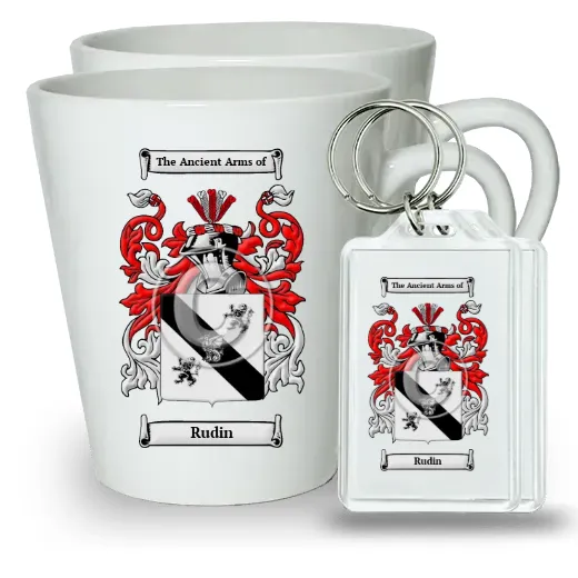 Rudin Pair of Latte Mugs and Pair of Keychains