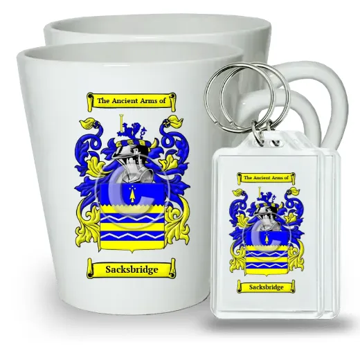 Sacksbridge Pair of Latte Mugs and Pair of Keychains
