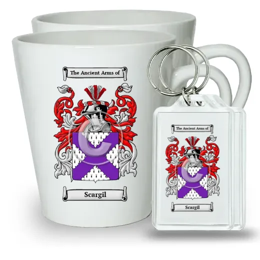 Scargil Pair of Latte Mugs and Pair of Keychains