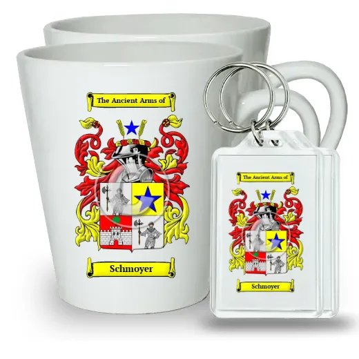 Schmoyer Pair of Latte Mugs and Pair of Keychains