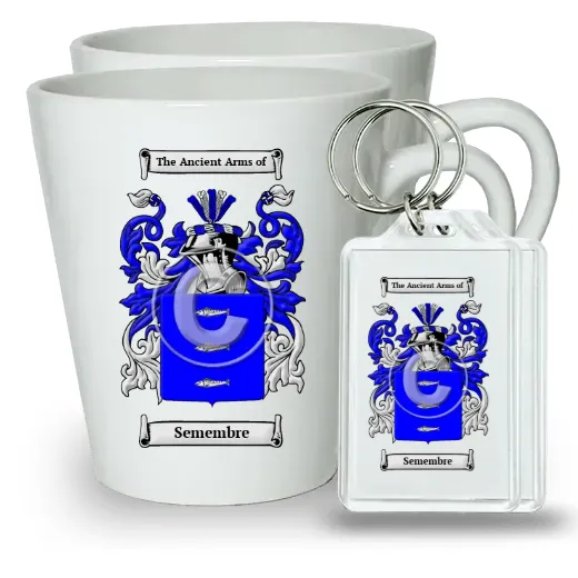 Semembre Pair of Latte Mugs and Pair of Keychains