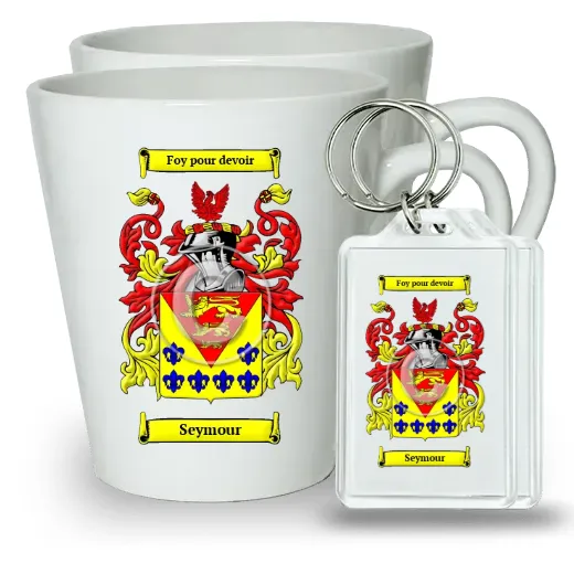 Seymour Pair of Latte Mugs and Pair of Keychains