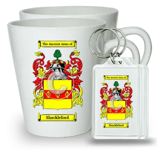 Shackleford Pair of Latte Mugs and Pair of Keychains