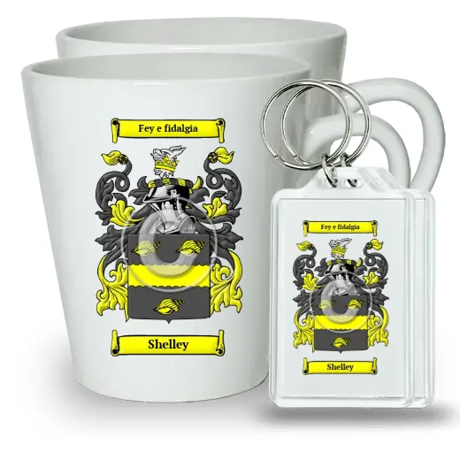 Shelley Pair of Latte Mugs and Pair of Keychains