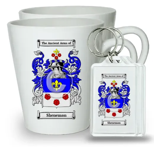 Sheneman Pair of Latte Mugs and Pair of Keychains