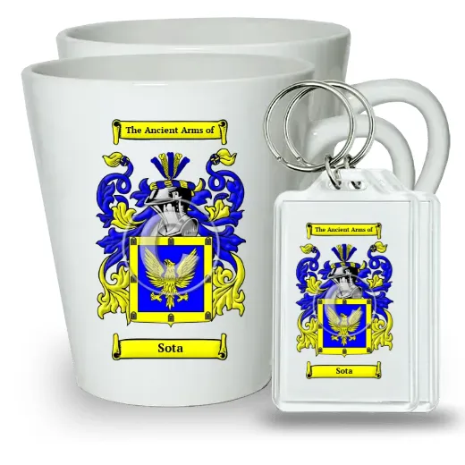 Sota Pair of Latte Mugs and Pair of Keychains