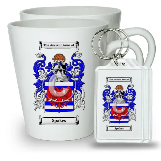Spakes Pair of Latte Mugs and Pair of Keychains