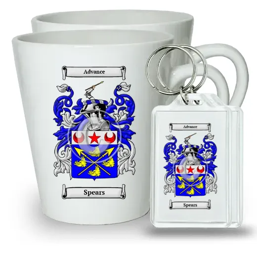 Spears Pair of Latte Mugs and Pair of Keychains