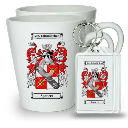 Spencer Pair of Latte Mugs and Pair of Keychains