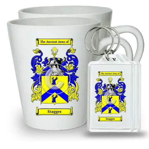 Stagger Pair of Latte Mugs and Pair of Keychains