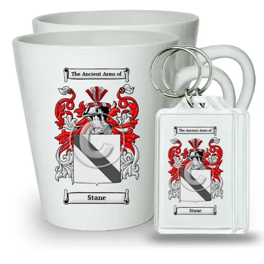 Stane Pair of Latte Mugs and Pair of Keychains