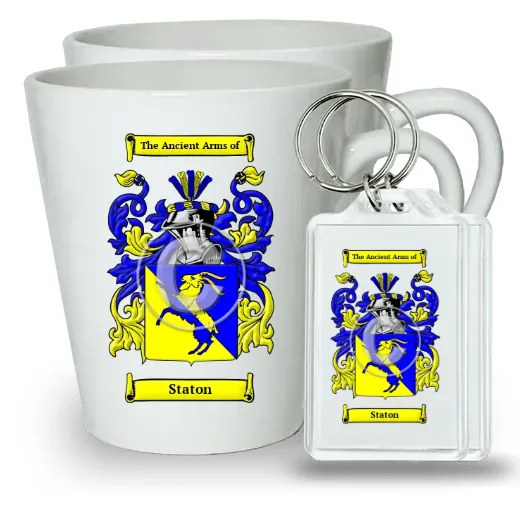 Staton Pair of Latte Mugs and Pair of Keychains