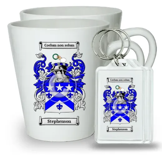 Stephenson Pair of Latte Mugs and Pair of Keychains